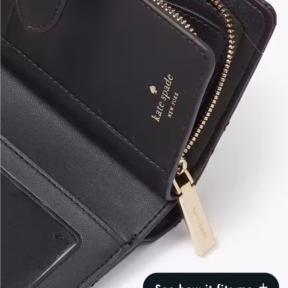 Kate Spade Carey Medium Compact Bifold Wallet Quilted Leather 5.6" x 3.6” x 1.2" - Picture 11 of 15